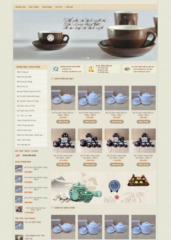 Giao diện web đồ gốm sứ