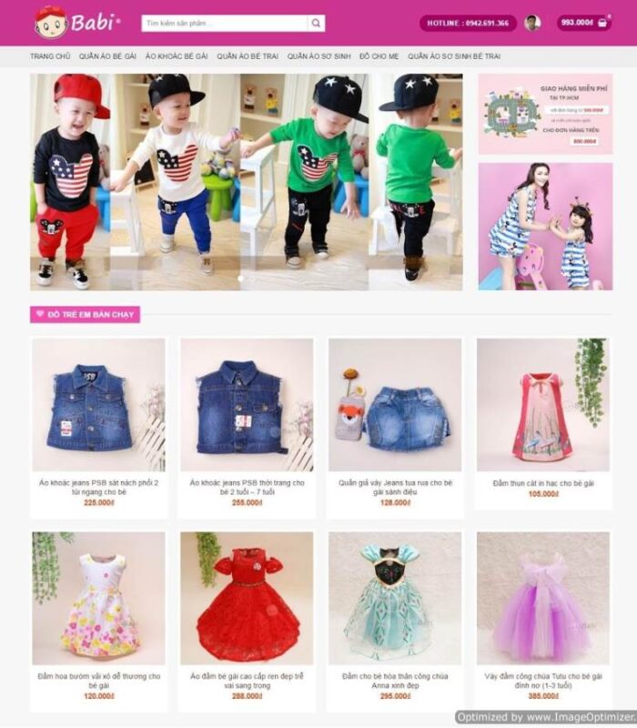 Giao diện web mẹ và bé