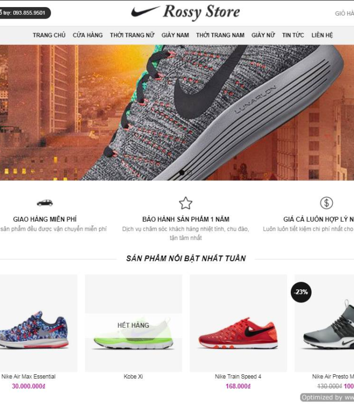 Giao diện web shop giày đẹp