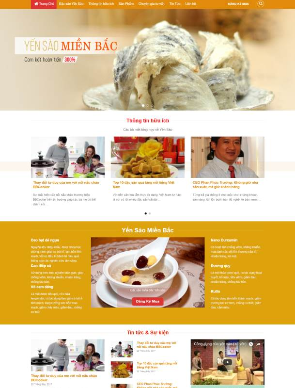 Giao diện web yến sào đẹp