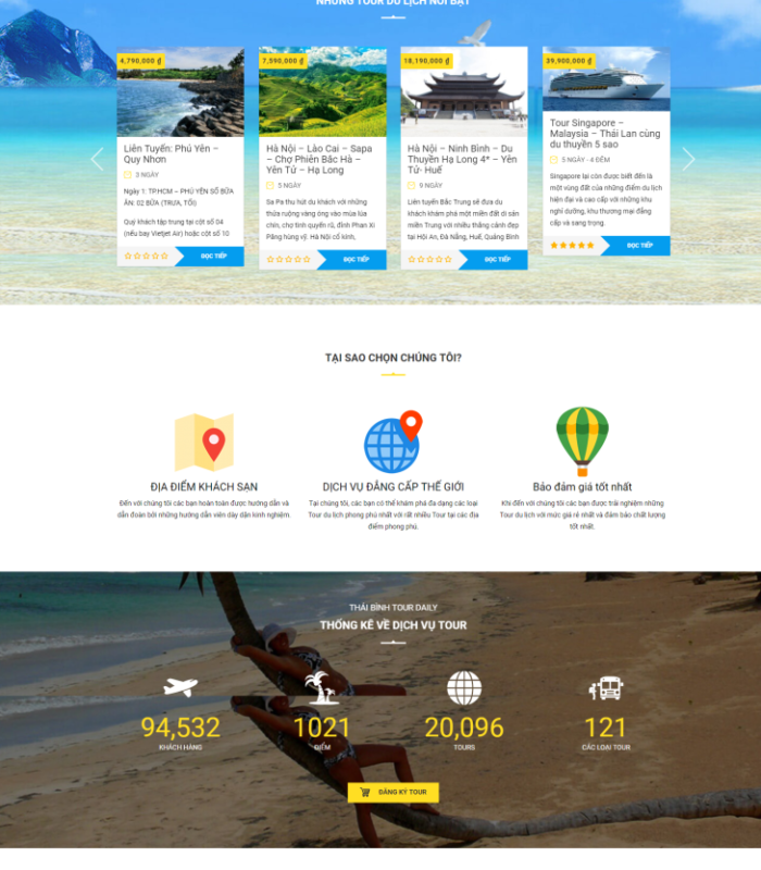 Giao diện web du lịch đẹp nhẹ 2017