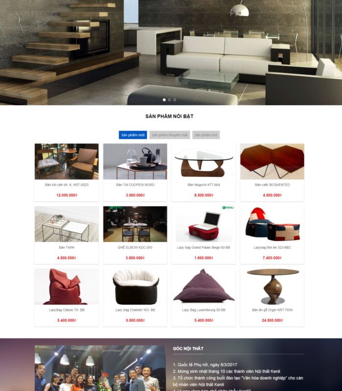 Giao diện web nội thất Phú Thắng