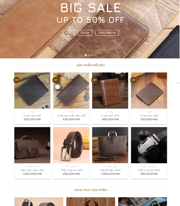 Giao diện web shop hàng hiệu