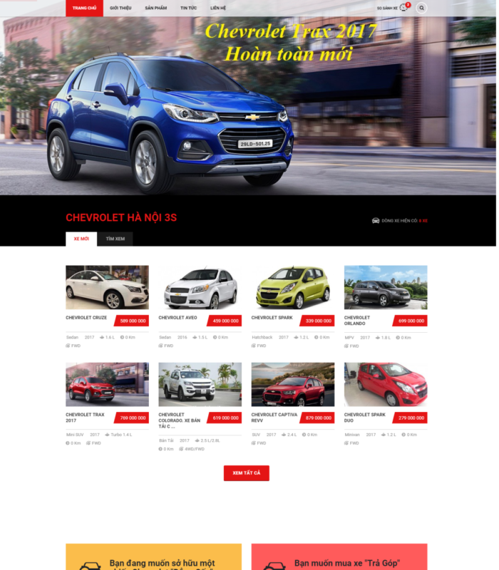 Giao diện web xe hơi