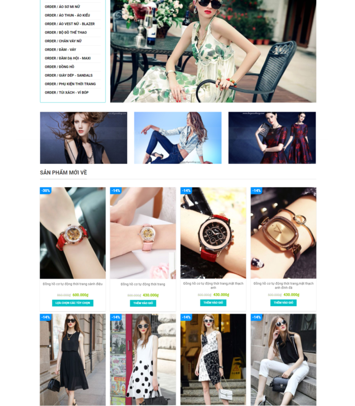 Giao diện web shop thời trang