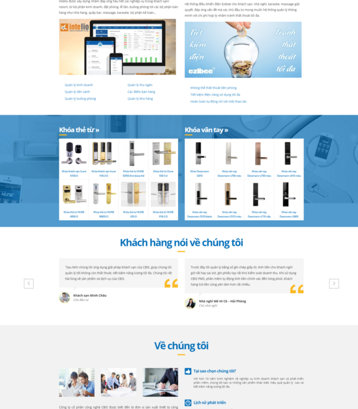 Giao diện web công ty thiết bị thông minh