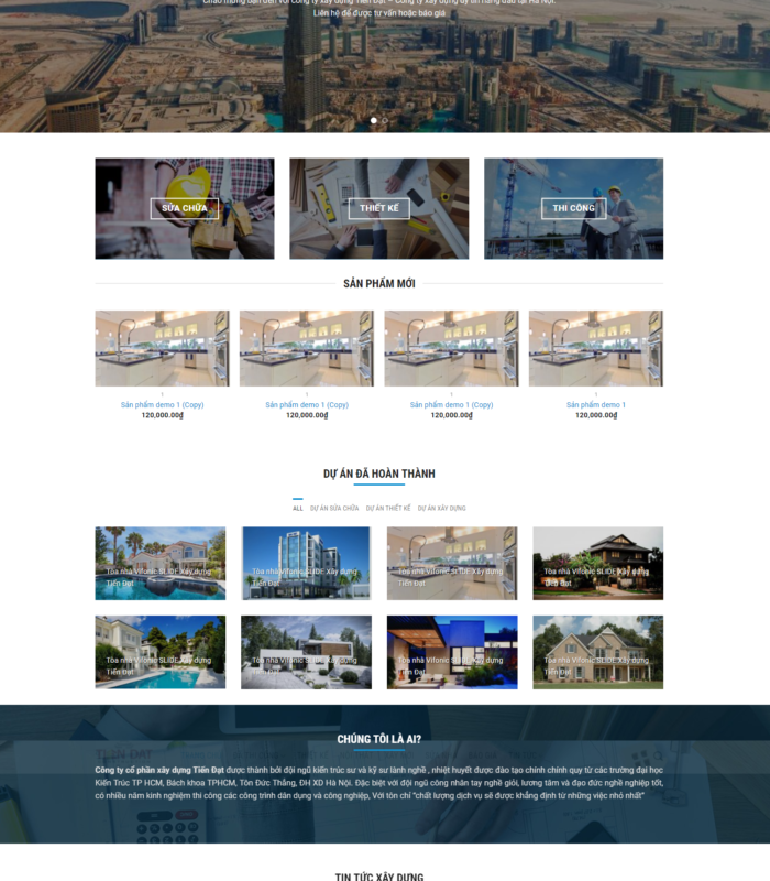 Giao diện web công ty xây dựng