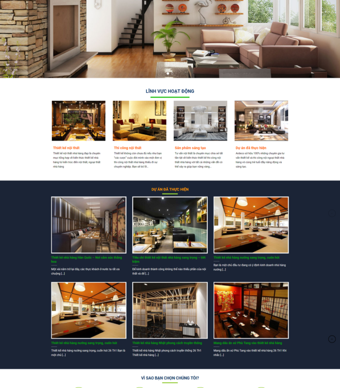 Giao diện web nội thất xây dựng tiến an