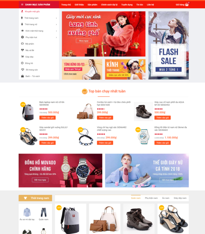 Giao diện web shop bách hóa 3 rất đẹp