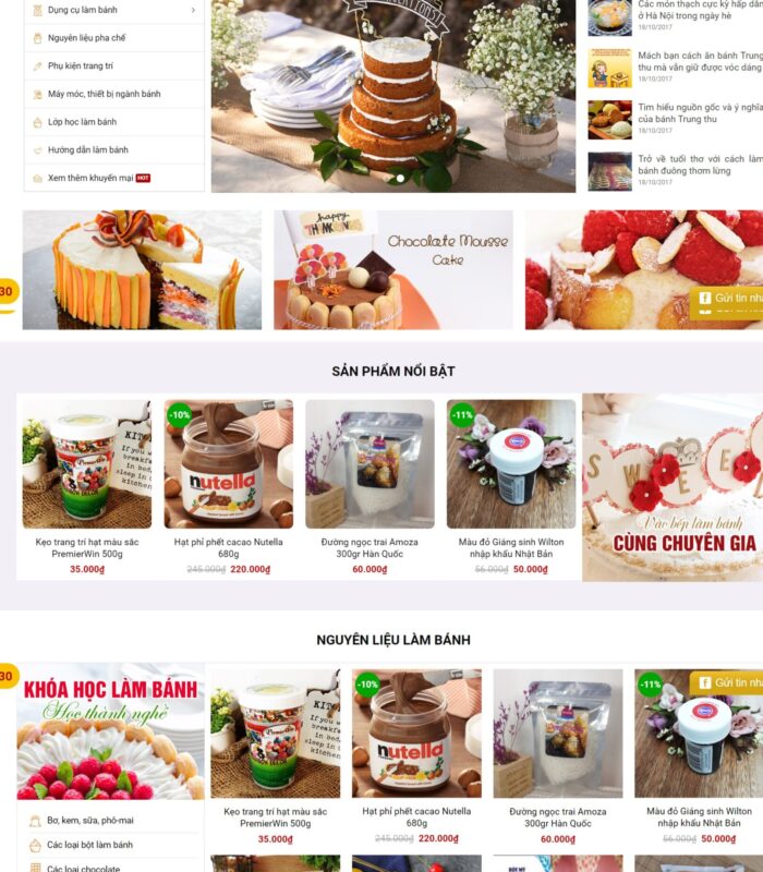 Giao diện web bánh kẹo siêu thị 2019