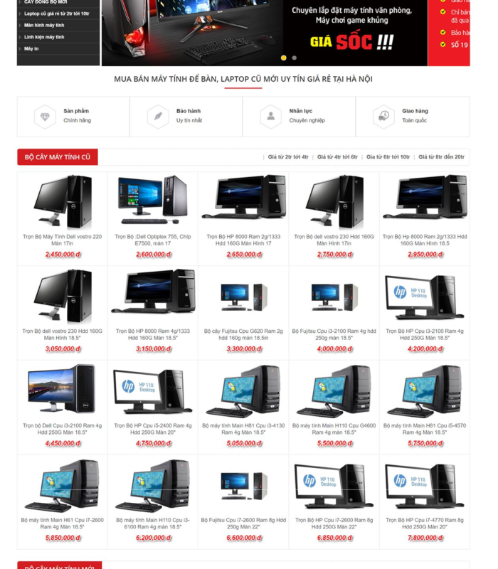 Giao diện web về mảng máy tính đẹp 2019