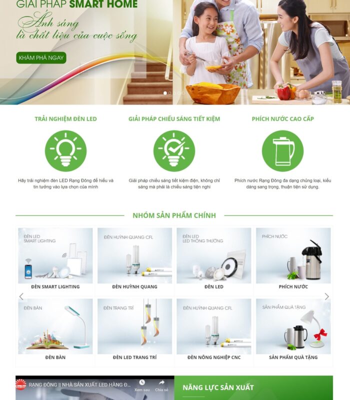 Giao diện web thiết bị điện tươi mát thoáng đãng