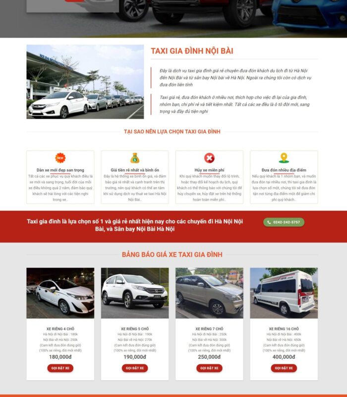 Giao diện web taxi thuê xe đẹp