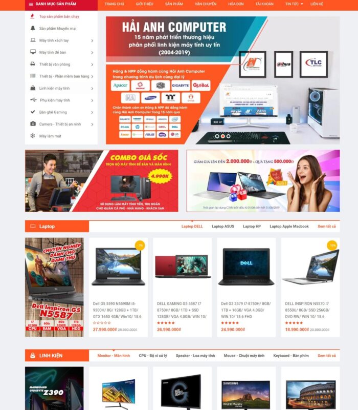 Giao diện web về mảng máy tính đẹp