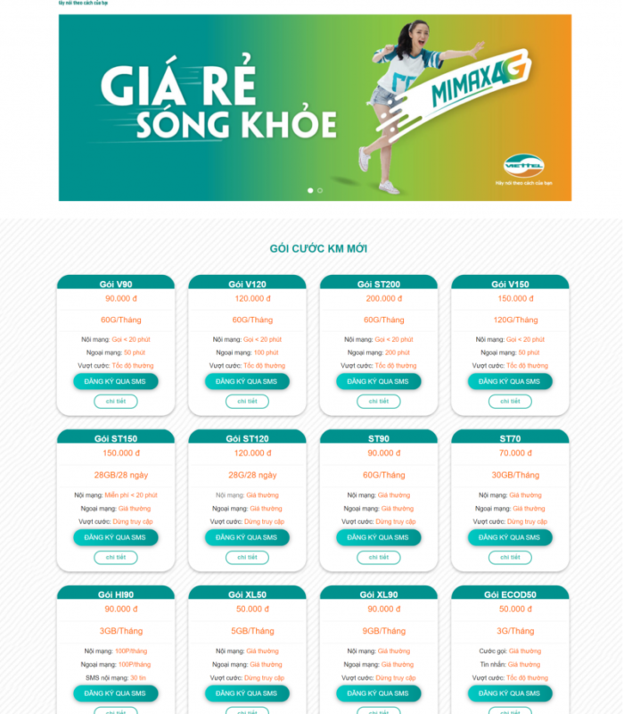Thiết kế web về giao diện web sim số 4g 5g