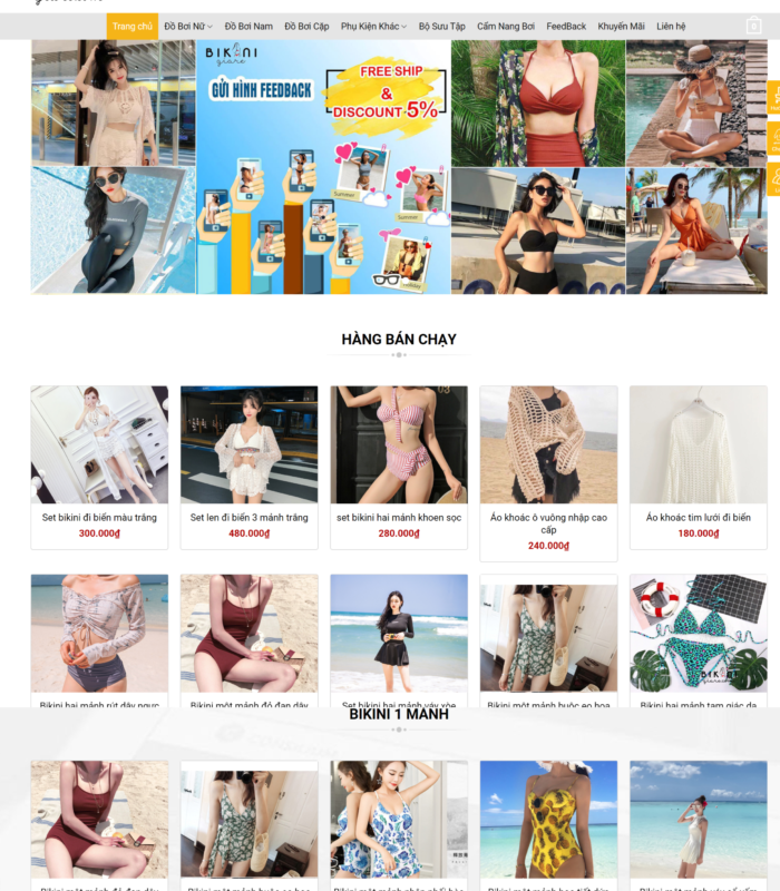 Thiết kế web về giao diện web bikini shop đẹp