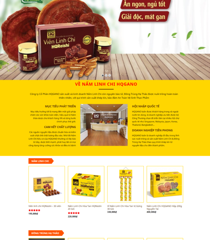 Giao diện web về quà biếu tặng, giao diện web nấm linh chi