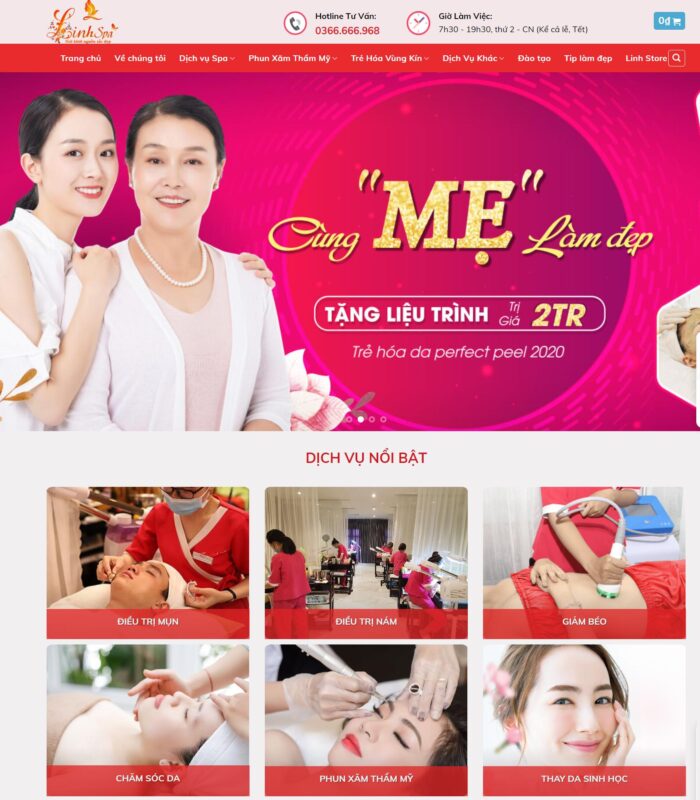 Giao diện web thẩm mỹ spa làm đẹp 2020