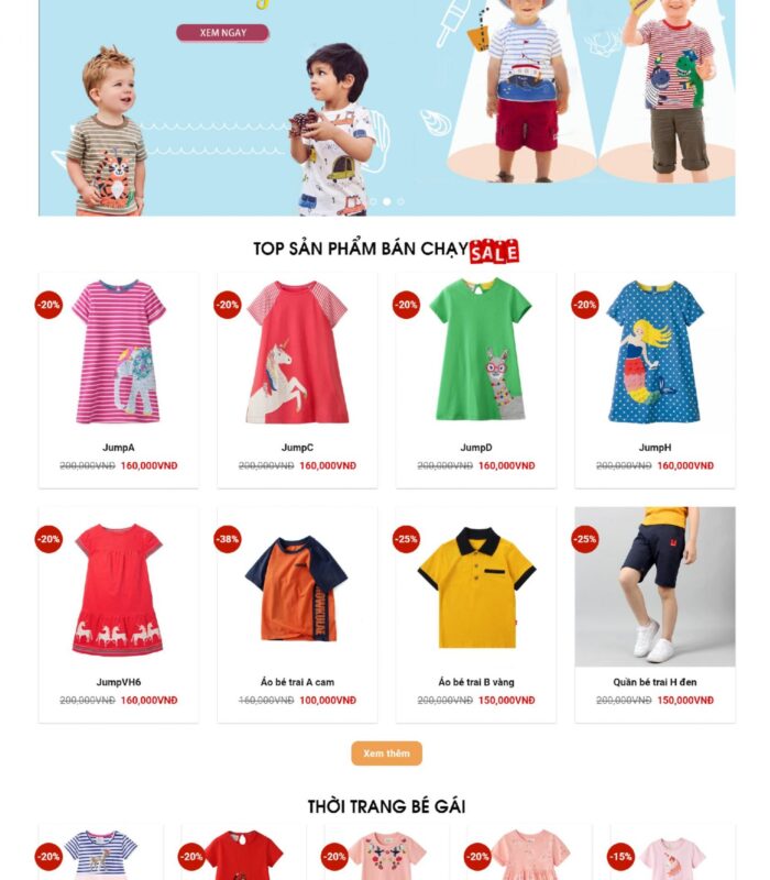 Giao diện web mẹ và bé đẹp 2020 shop online
