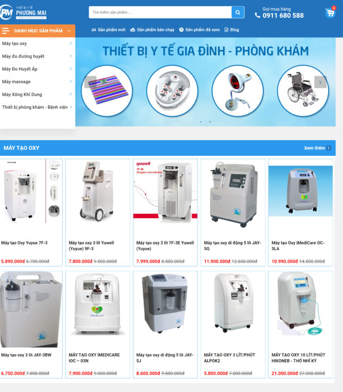 Giao diện website thiết bị y tế đẹp nổi bật