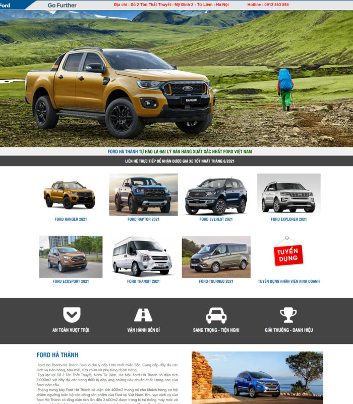 Thiết kế website xe hơi hãng Ford đẹp mắt