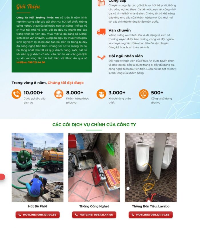 Thiết kế web thông bể phốt , web vệ sinh công nghiệp