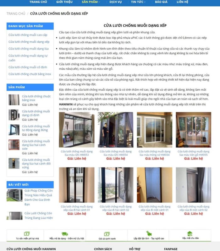 Thiết kế web rèm cửa, thiết bị nhôm kính