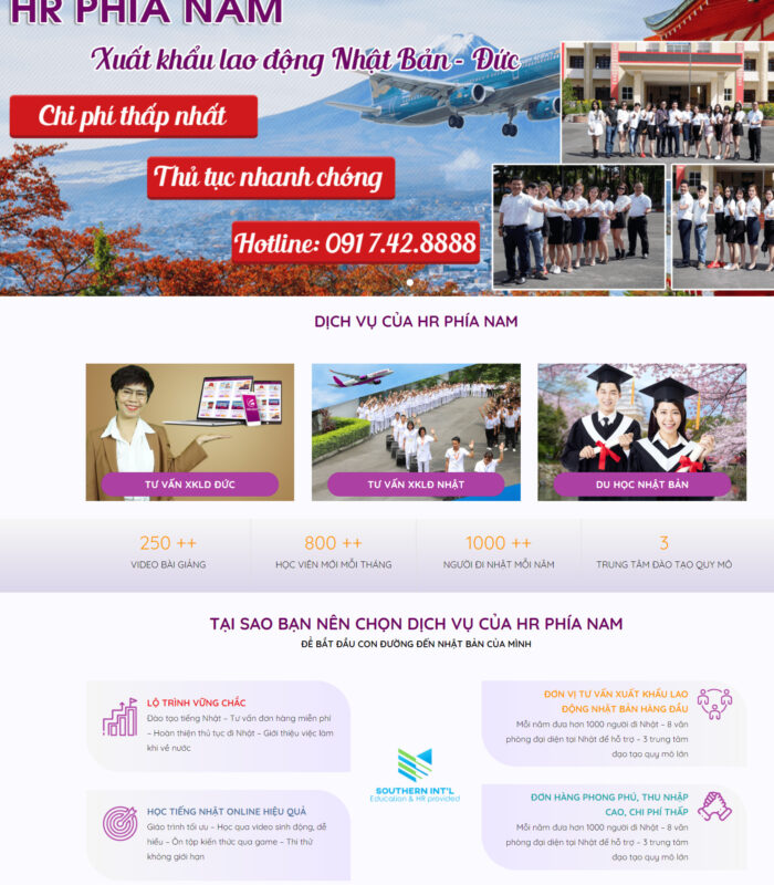 Thiết kế web xuất khẩu lao động, tuyển dụng lao động