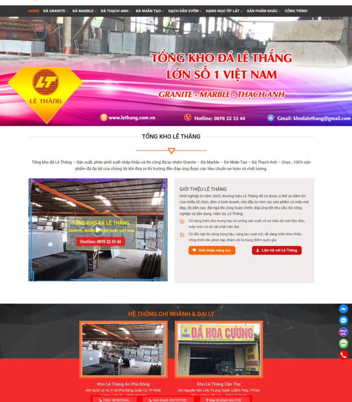 Thiết kế web vật liệu xây dựng, thiết kế web ngành đá