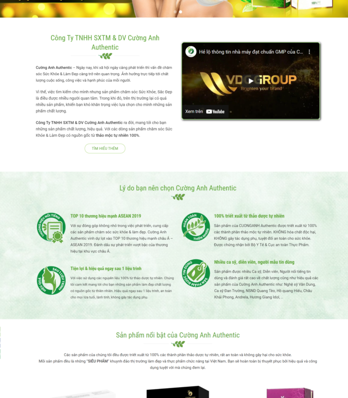 Thiết kế web thực phẩm chức năng, web mỹ phẩm đẹp mắt
