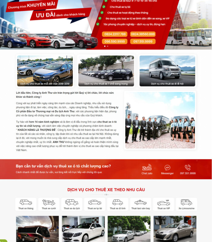 Giao diện web công ty xe vận tải, xe du lịch