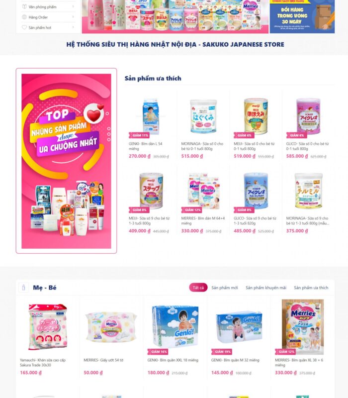 Thiết kế web mẹ và bé, web bỉm sữa đẹp