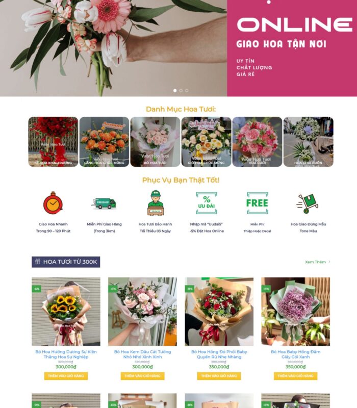 Thiết kế web shop hoa tươi, vườn hoa tươi