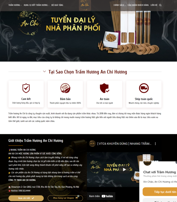 Thiết kế web về trầm hương, thiết kế web trầm
