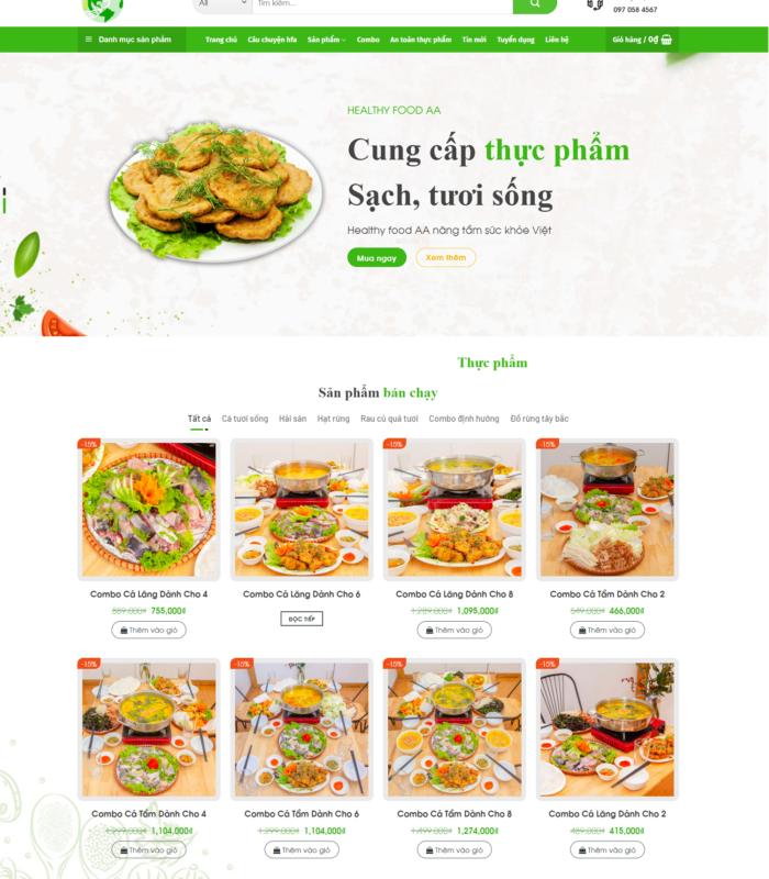 Thiết kế web thực phẩm sạch, mẫu web thực phẩm xanh