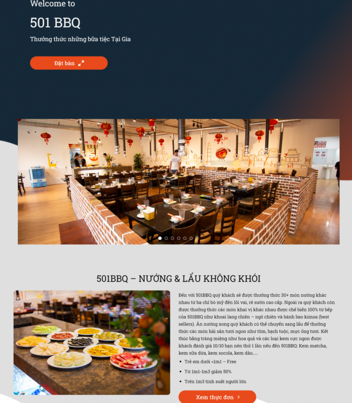 Thiết kế web nhà hàng, quán lẩu nướng