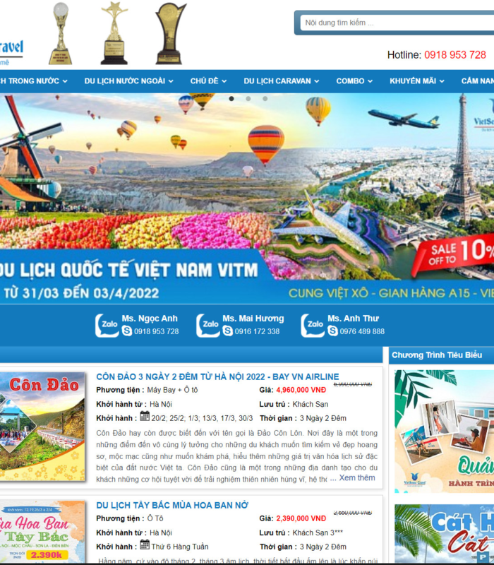 Mẫu web giao diện du lịch đẹp
