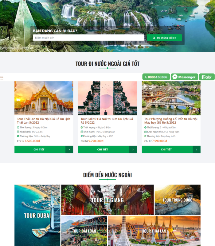 Web tour du lịch đẹp mắt lung linh