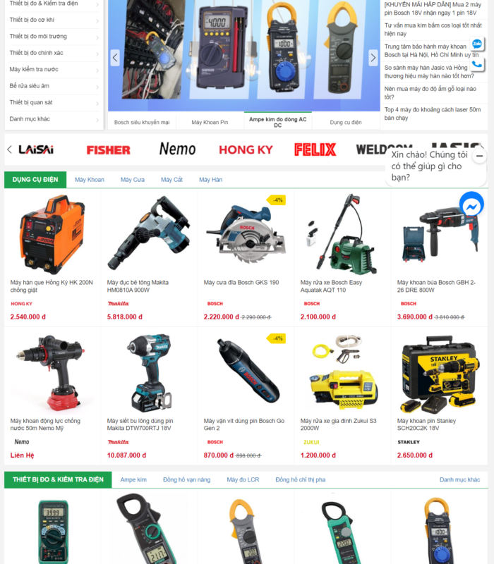 Trang web về siêu thị thiết bị vật tự đẹp