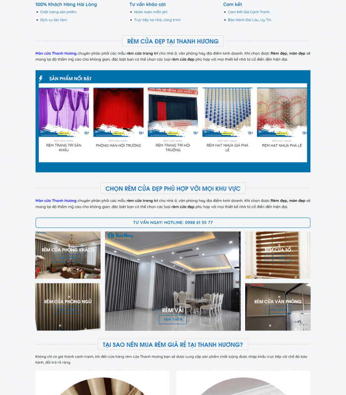 Giao diện web rèm cửa Thanh Hương