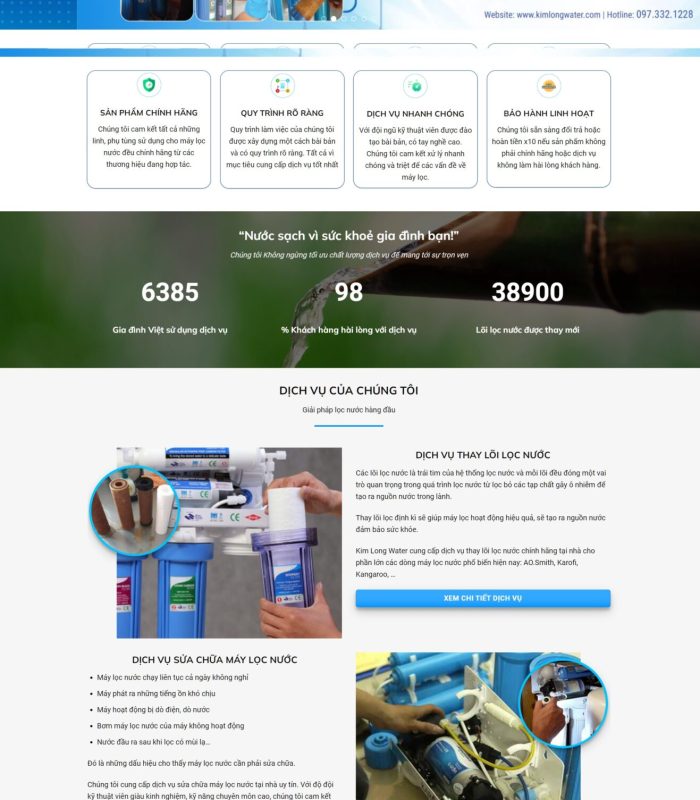 Thiết kế website dịch vụ sửa chữa máy lọc nước