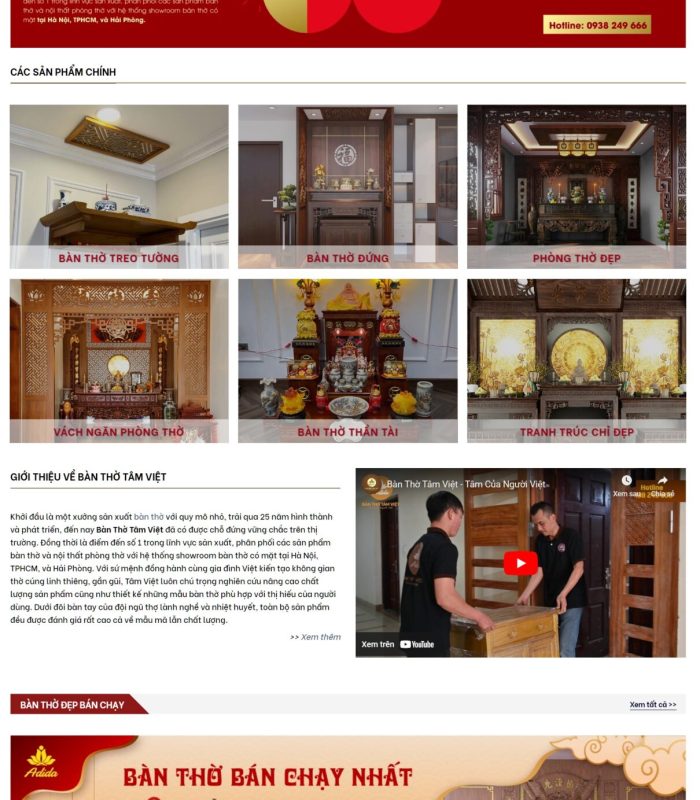 Thiết kế website nội thất phòng thờ, bàn thờ đẹp