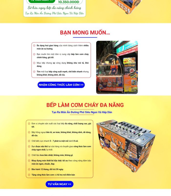 Thiết Kế Landing Page Về Bếp Làm Cơm Cháy