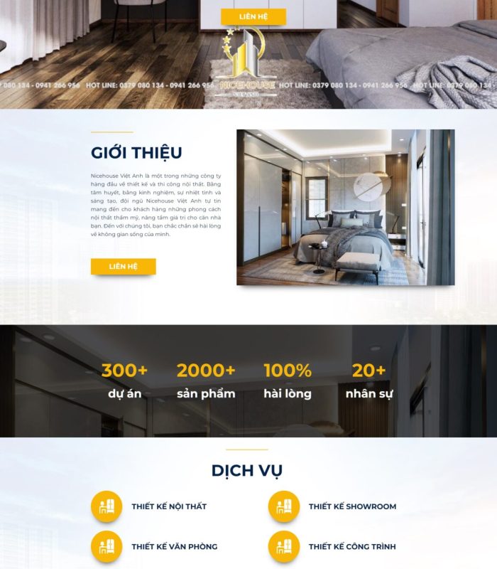 Mẫu website thiết kế, thi công nội thất đẹp