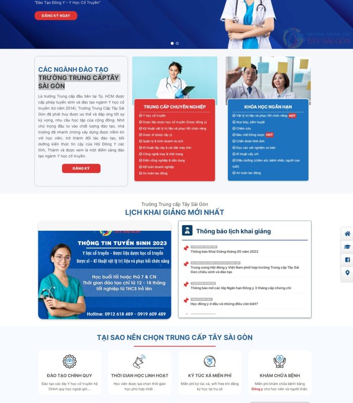 Trang web tuyển sinh trường trung cấp Tây Sài Gòn