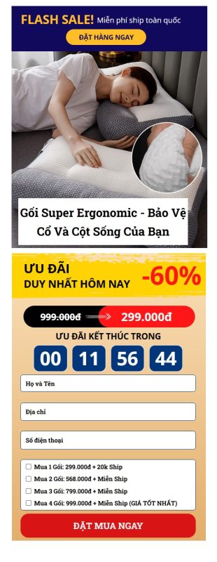 Thiết kế landing page bán gối đẹp sang trọng