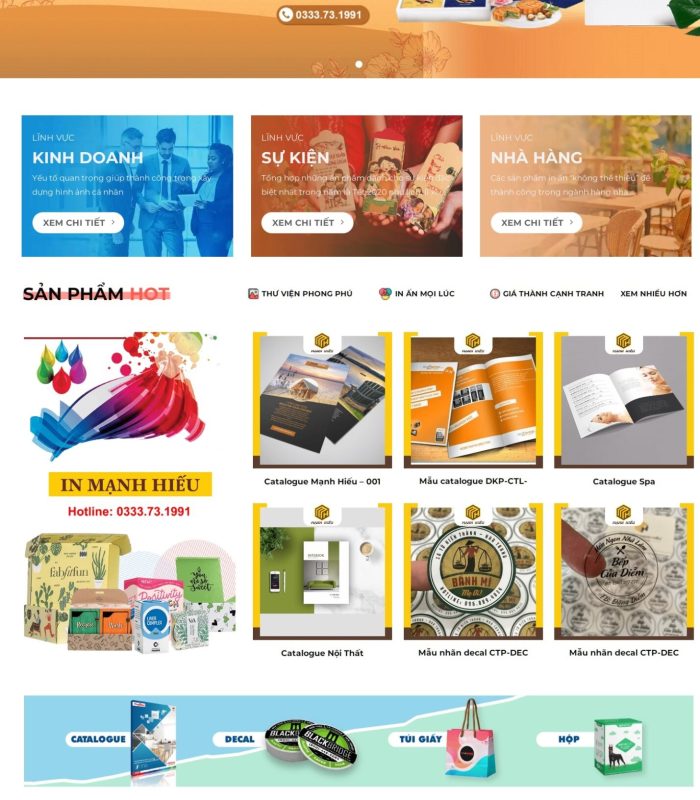 Trang web thiết kế, in ấn bao bì tem nhãn, túi giấy