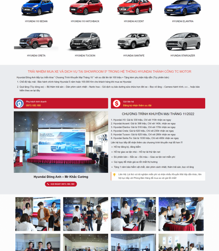 Giao diện web ô tô Hyundai chuyên nghiệp đẹp mắt