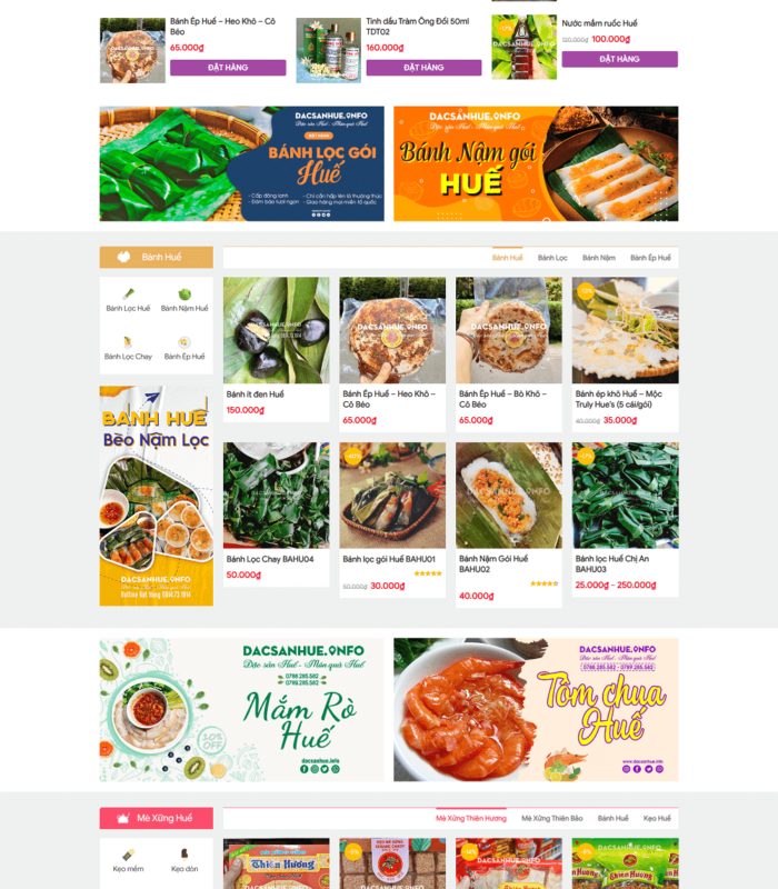 Giao diện web đặc sản Huế hấp dẫn hút khách
