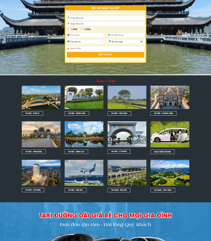 Giao diện web đặt xe tiện chuyến chất lượng, chuyên nghiệp